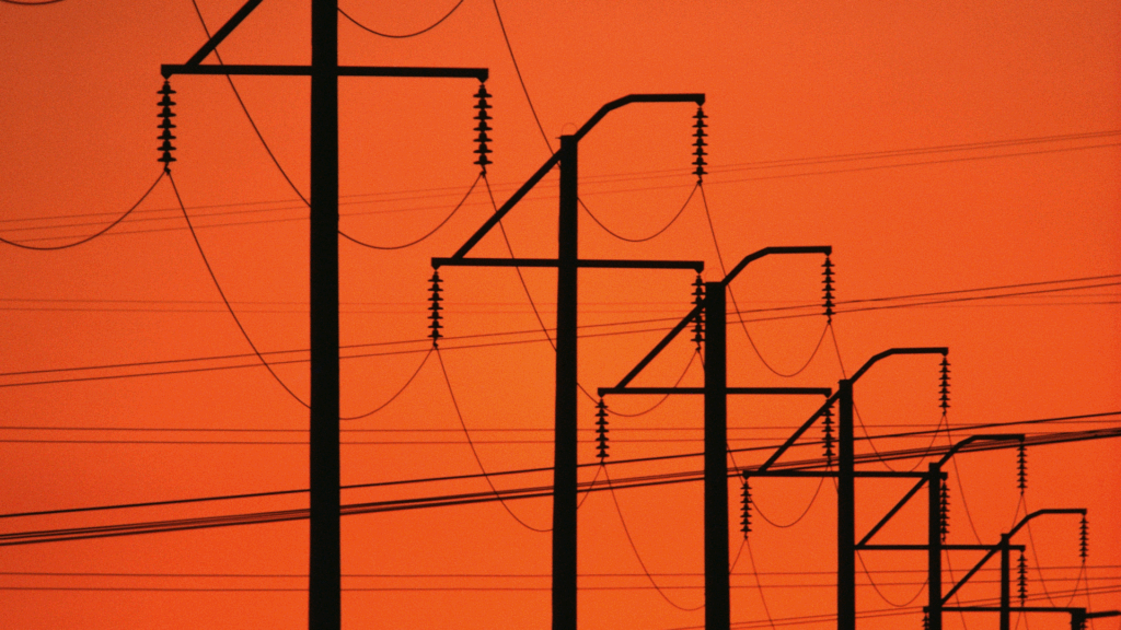 telephone lines at sunset